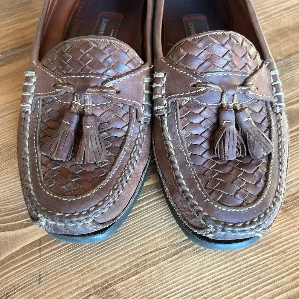 Johnston & Murphy Mens Sz 9 M Brown Leather Kiltie Tassel Loafer Shoes Preppy
